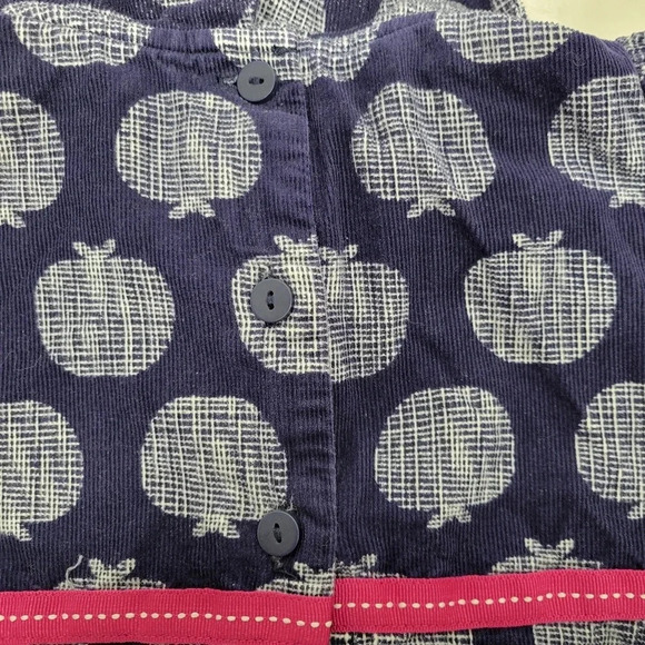 🌴3/$15🌴 Gymboree Girls Size 4T Dress Navy Blue Apples Pink Ribbon Waist - Picture 4 of 12
